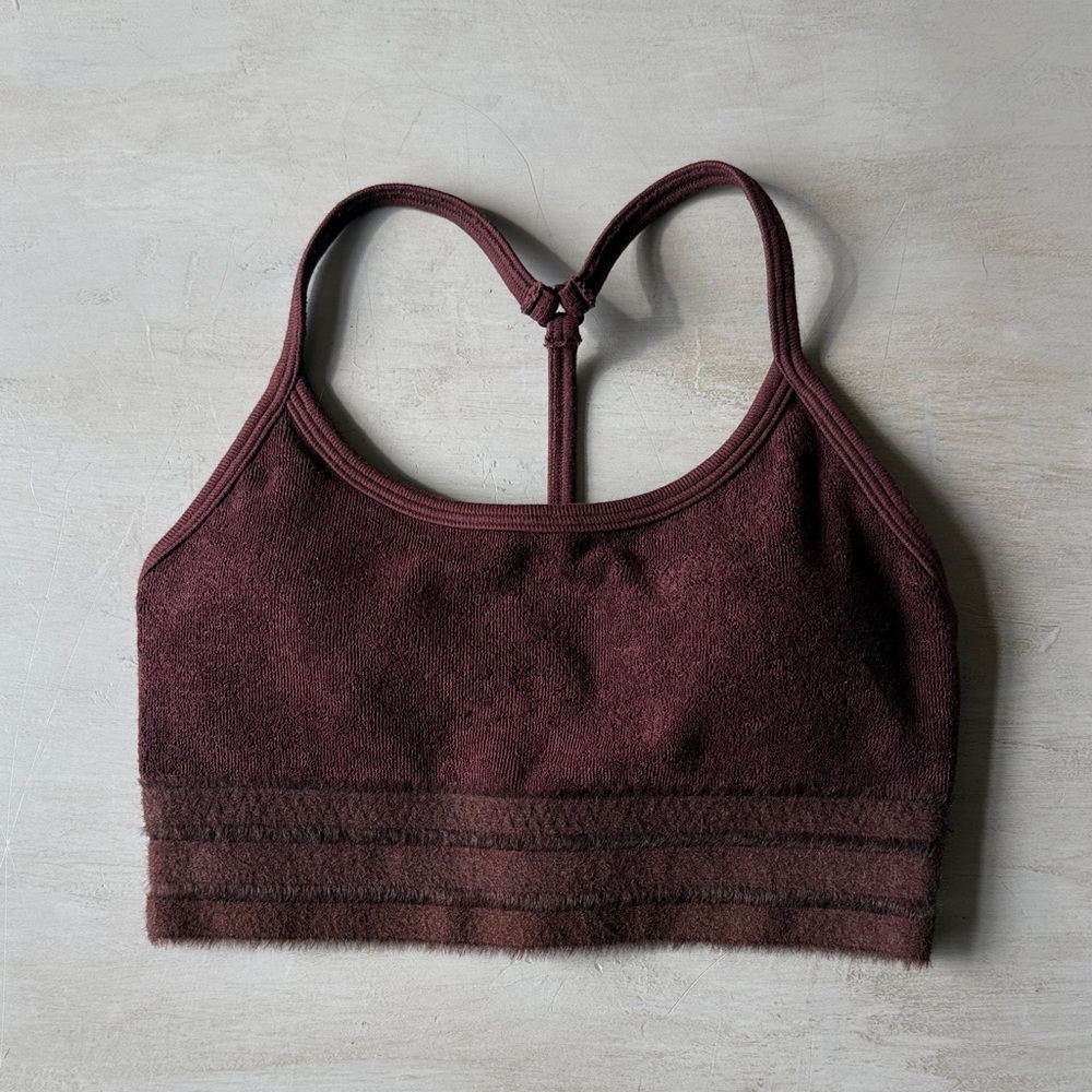 Alo seamless luxe terry cuddle bra-cherry cola NWOT